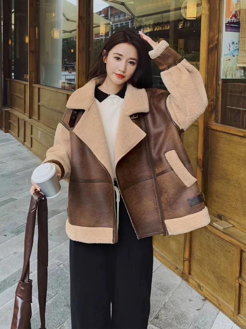 （柚子同款）ZJ冬款皮毛一体机车服007