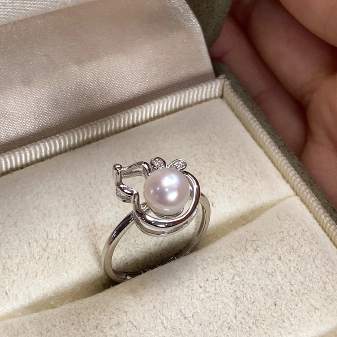 淡水珍珠戒指银S925镶嵌