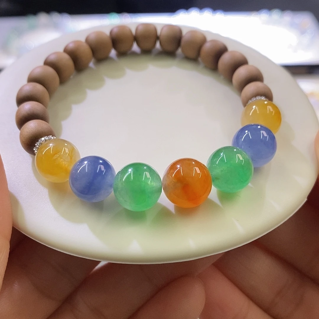 未镶嵌挂件翡翠浓彩半串