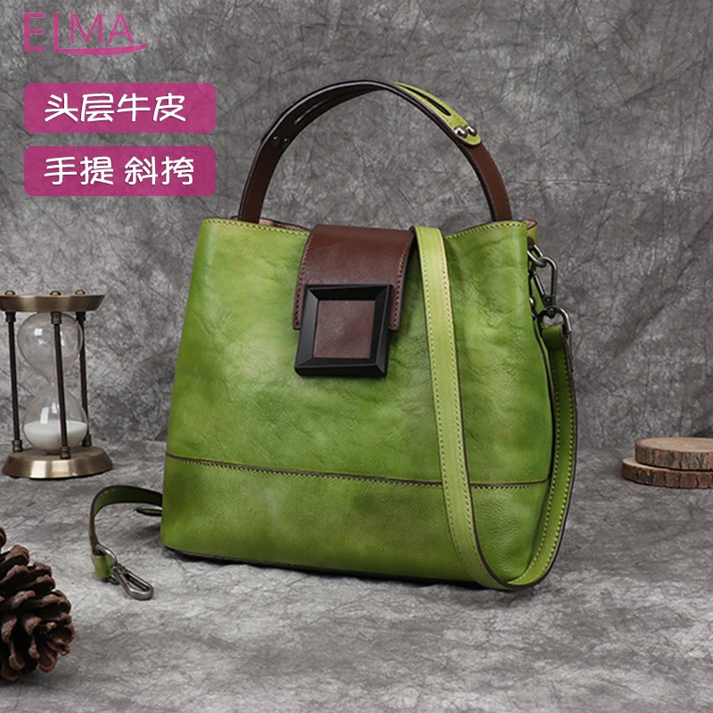 真皮包复古真皮斜跨包百搭简约多功能小众休闲女士手提斜跨包包