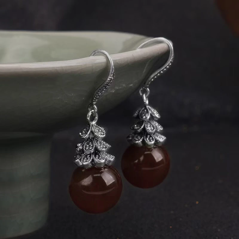 铜合金耳饰 百搭经典时尚红色耳坠5343