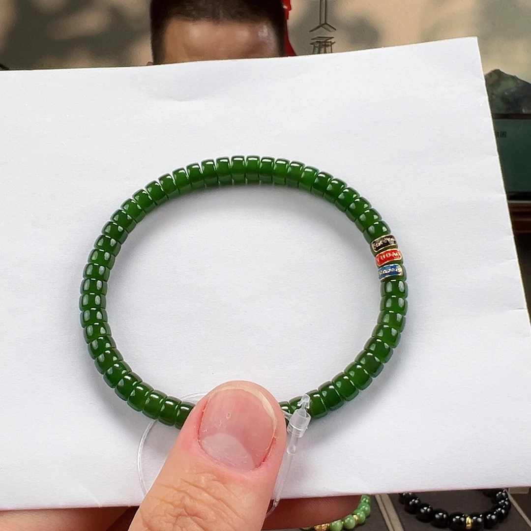 和田玉未镶嵌手链卡6mm藏物碧玉