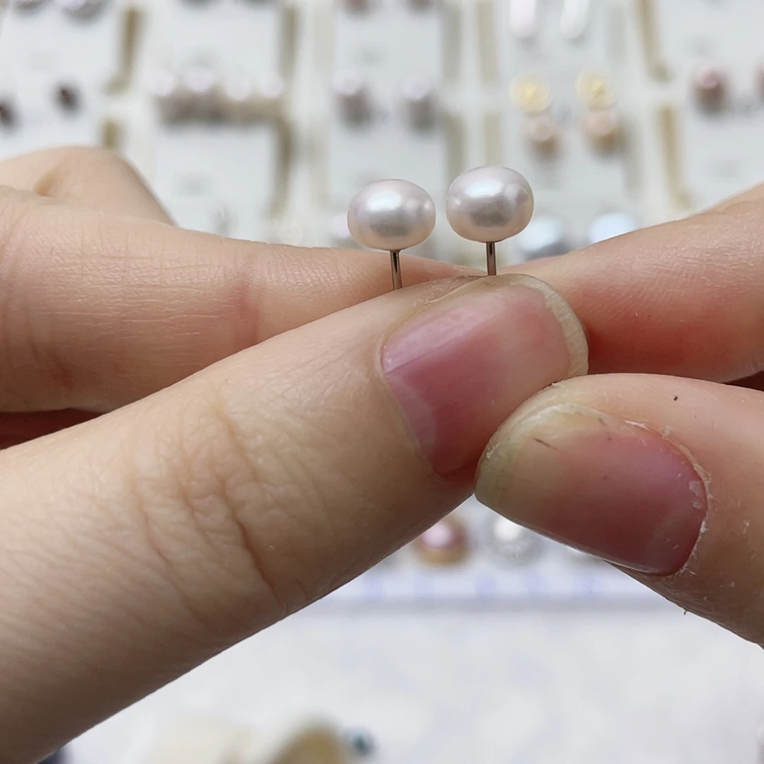 想***呀淡水珍珠耳饰银S925镶嵌