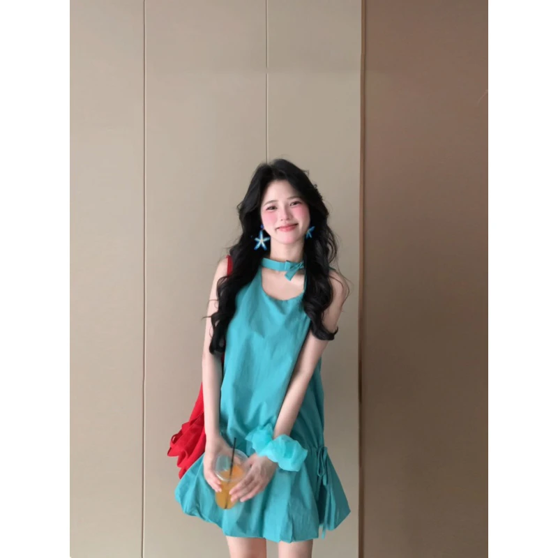 MARIE.COCO夏日超绝甜美无袖连衣裙女小众设计感系带度假风裙子潮