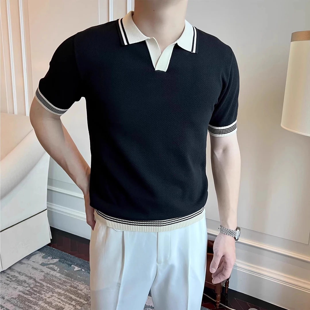 仓石一树轻奢高端品牌夏季男士短袖polo衫2025新款痞帅慵懒风男装