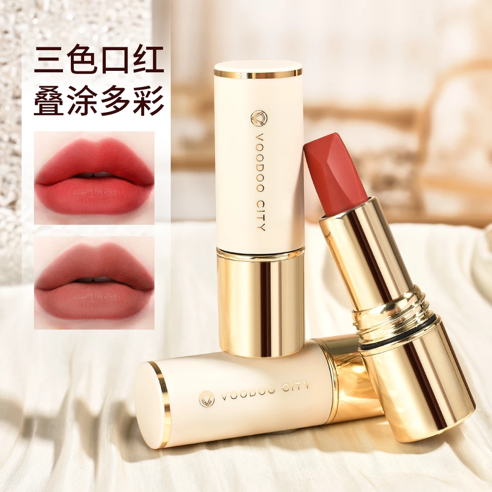 【一支涂三色】双拼不沾杯口红雾面哑光素颜显色奢华显白不掉色保湿