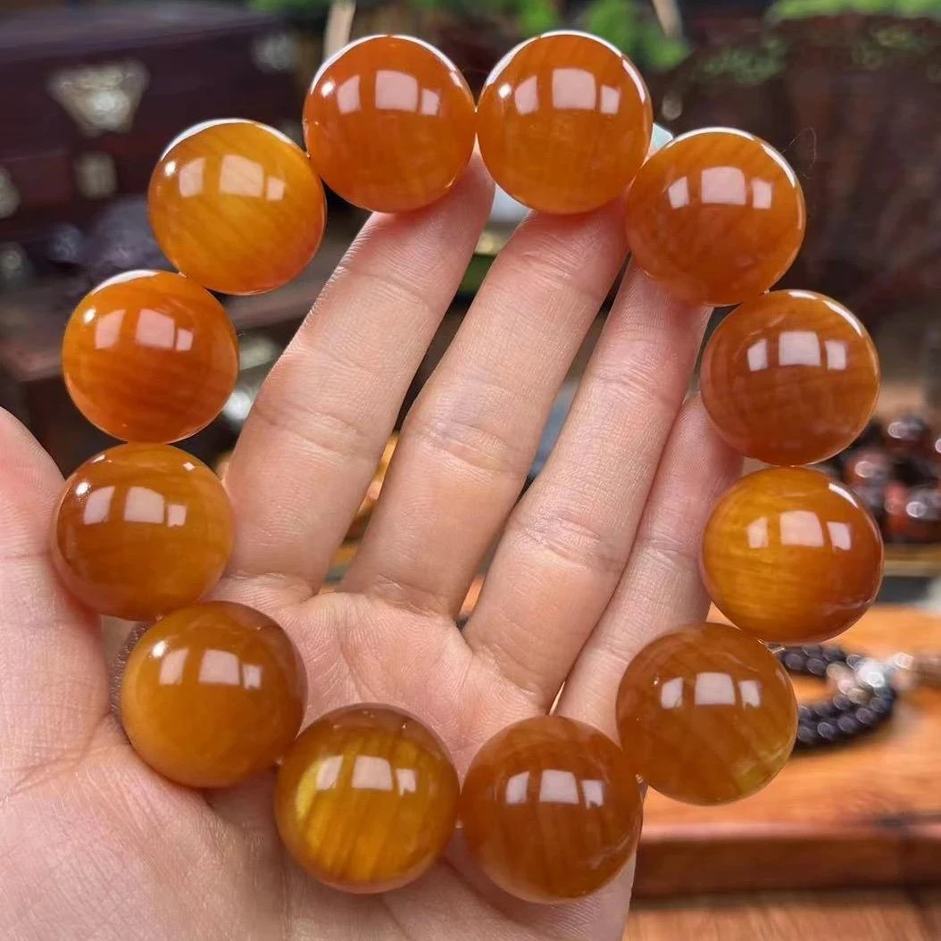 精品帝王血龙木手串佛珠正宗松明子玉化老料琥珀木全透光男女沉化