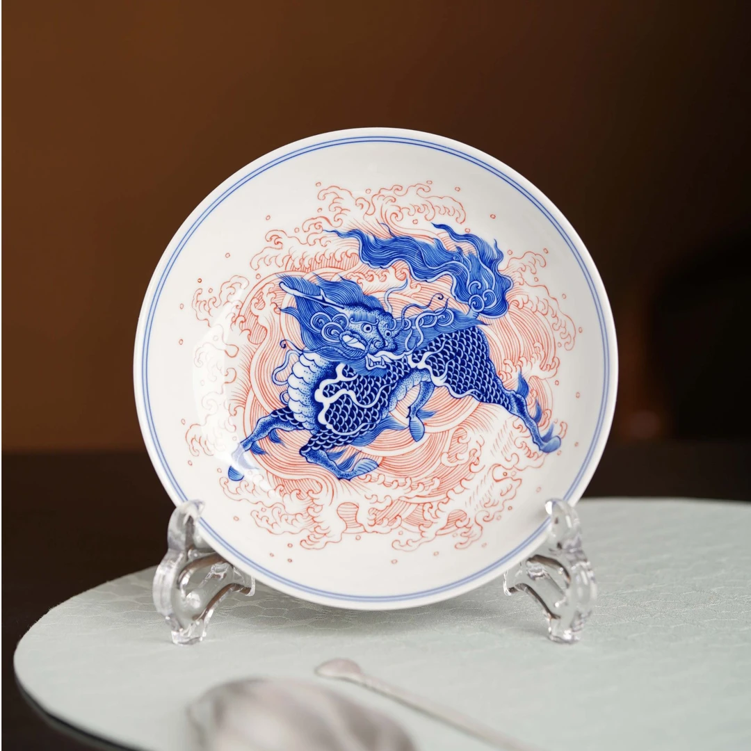 观山见物 麒麟壶承 稳重大气 搭盖碗紫砂壶百搭 点工 纯手工手绘