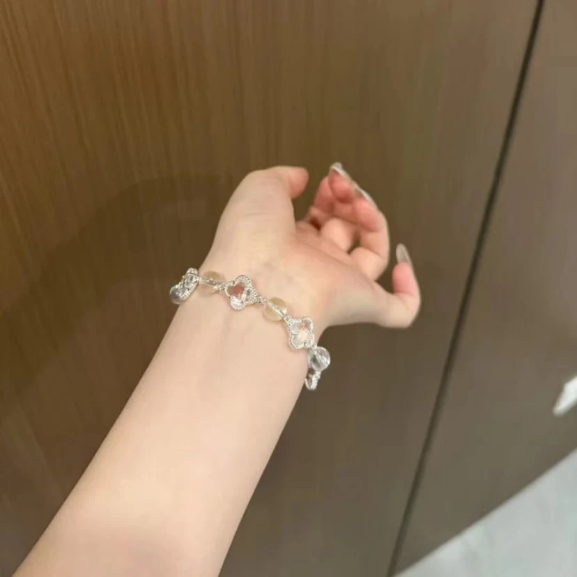 白水四叶草 白水晶＋四叶草原创设计轻奢天然水晶