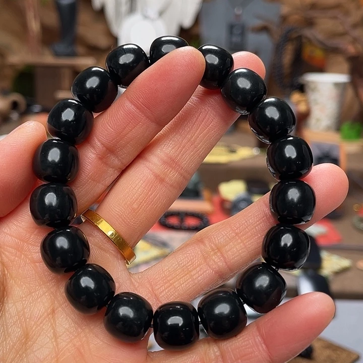 和田玉未镶嵌手串黑青卡12老型