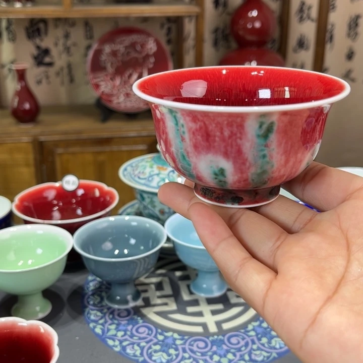 景德镇陶瓷浅行窑美人醉压手杯