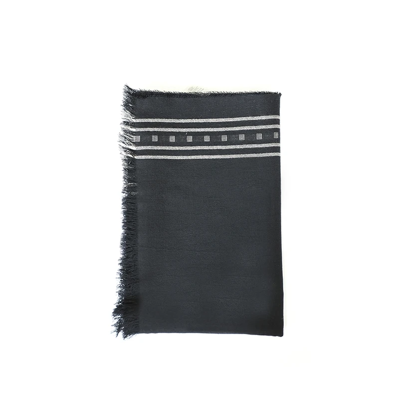 【张七七】百搭款黑白交织披肩男女同款轻奢格调拼接围巾