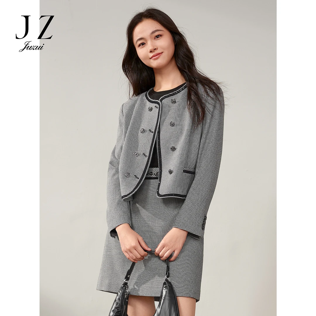 【小余专属】商场同款JZ玖姿JWDQ40511摩登千鸟格纹休闲外套女秋款