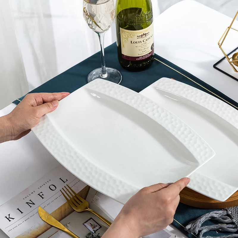 景德镇装鱼盘子家用蒸鱼盘子创意陶瓷鱼碟鱼盘大号长方形日式菜盘