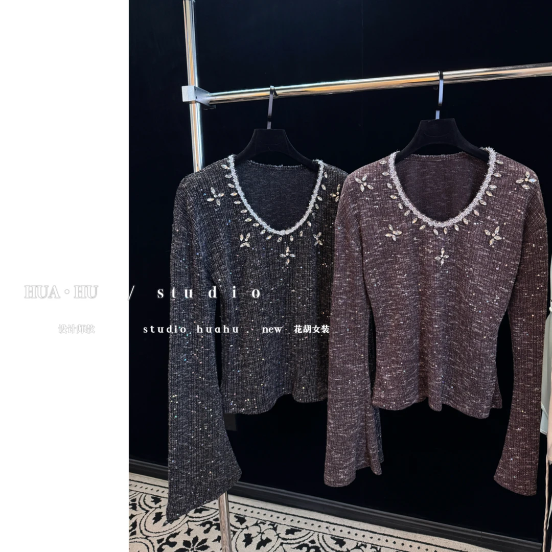 【宝格薇】买手店｜轻奢重工定制喇叭袖新款上衣秋冬new9252#