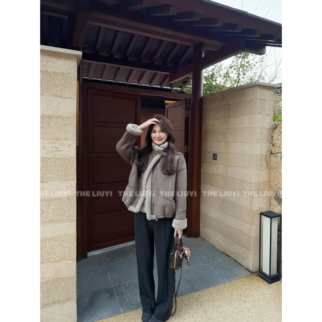 【LIUYI】小羊肖恩~冬季保暖全羊毛麂皮复合一体保暖夹克外套511201