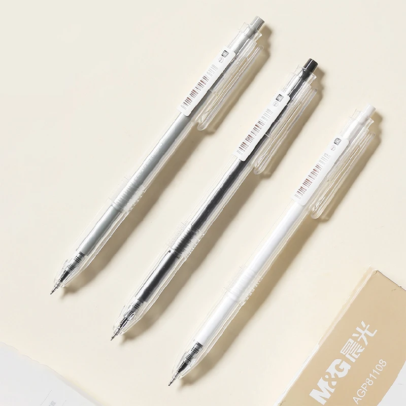 M&G/晨光（5支）81108按动中性笔 0.5mmST尖 黑 简约透明笔杆本味