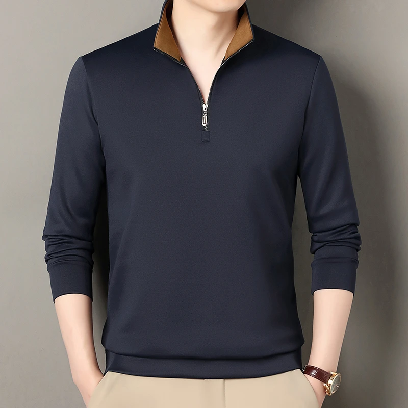 春秋款拉链长袖立领男士卫衣中青年潮流休闲男装长袖T恤宽松秋衣