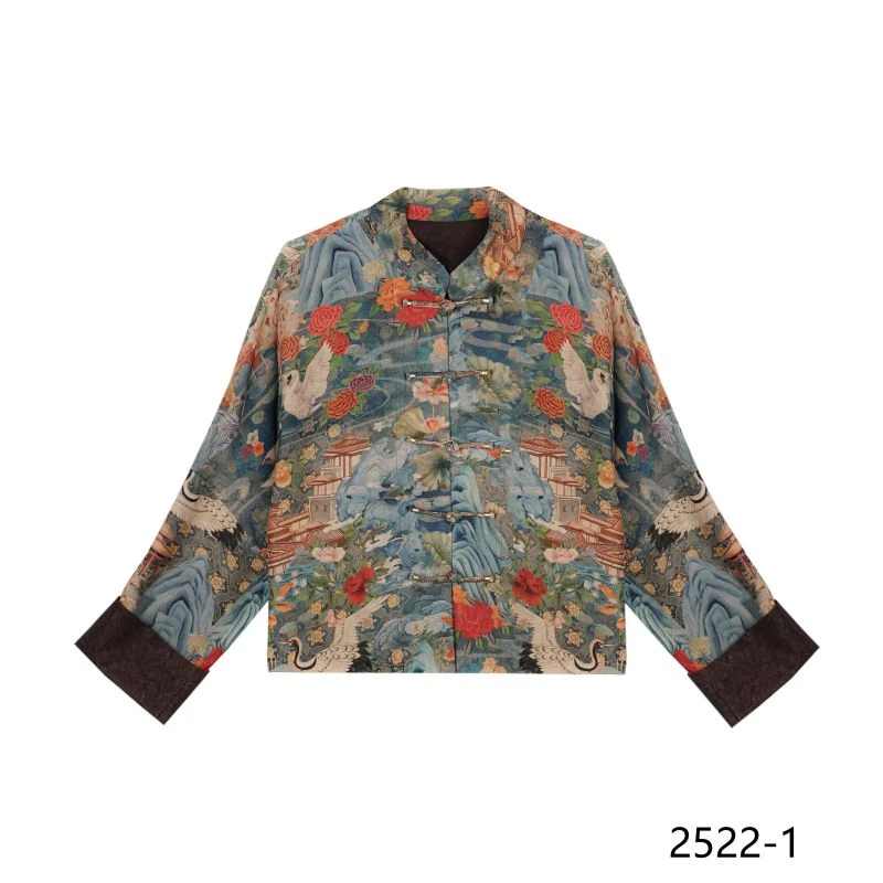 KK2025春夏新款山色斑斓国风时尚立领盘口提花短外套 2522-1