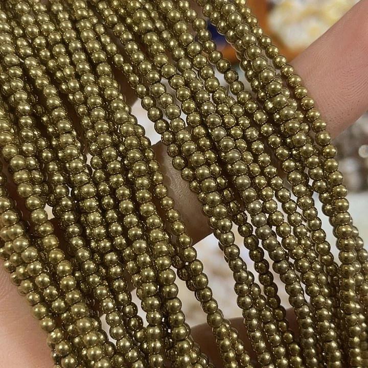 玛瑙/玉髓合金珠宝半成品2条2mm金色圆珠