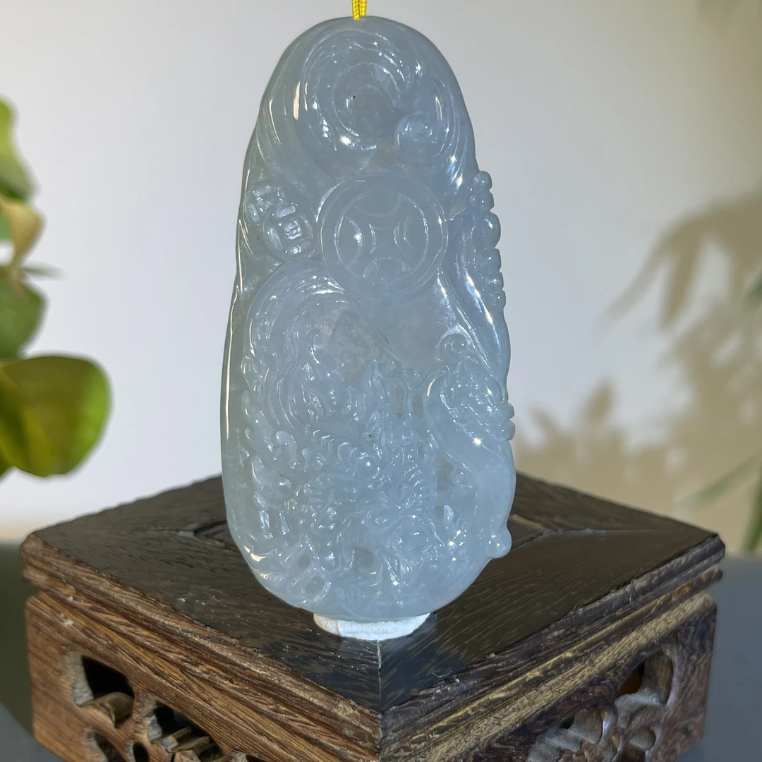 JGB04-178  天然缅甸A货翡翠  龙牌