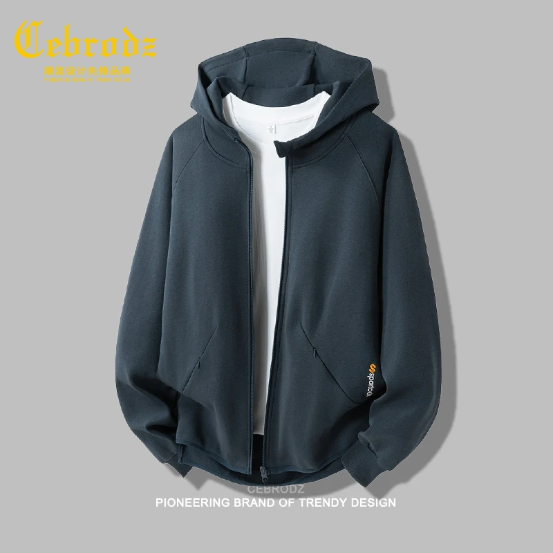 法国Cebrodz连帽拉链开衫卫衣男款秋冬季宽松运动外套上衣男休闲