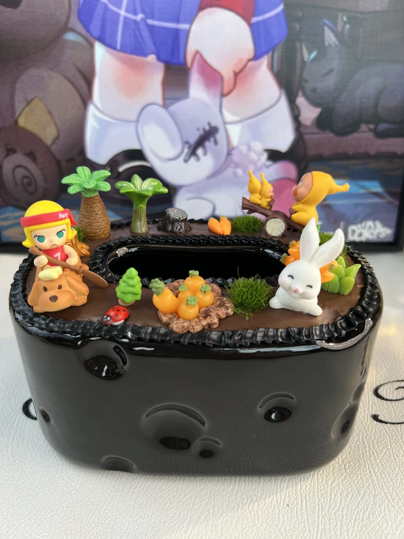 【主播现拆】萌粒陶瓷纸巾盒奶油胶手作潮玩DIY