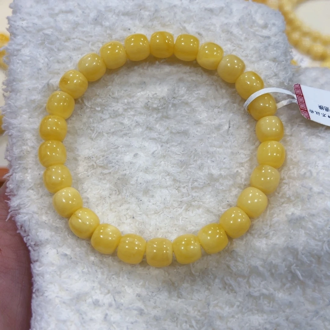 蜜蜡未镶嵌手链8m奶黄浓蜡手串