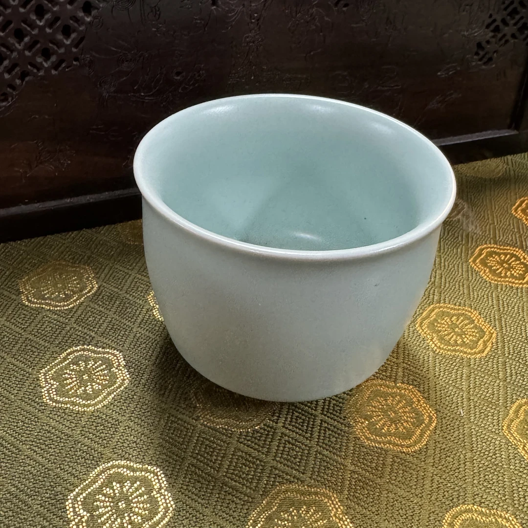 B13蓝色汝窑小缸杯手工茶杯