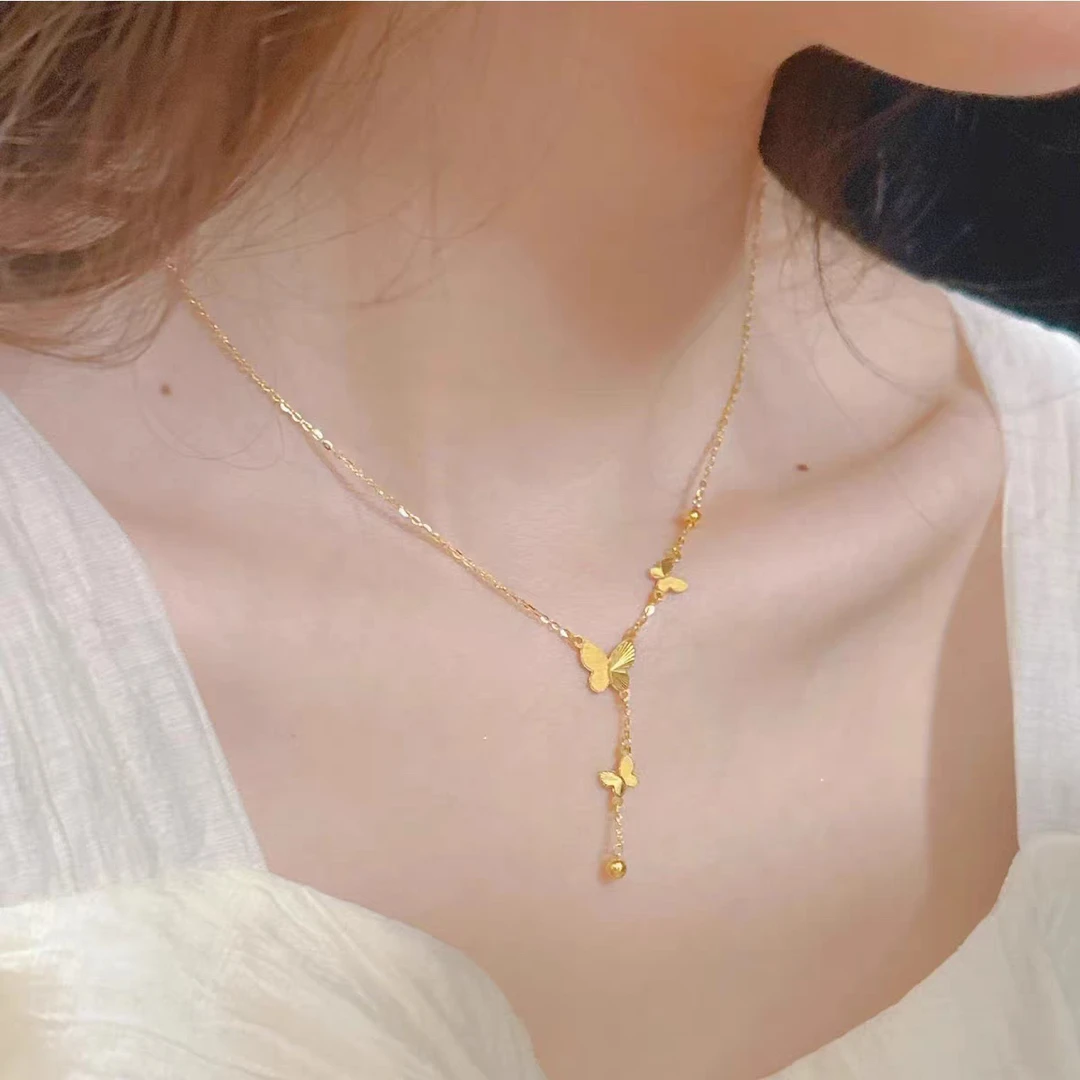 铜合金项链 蝴蝶项链女款时尚气质不掉色高级感轻奢项链仙女金色