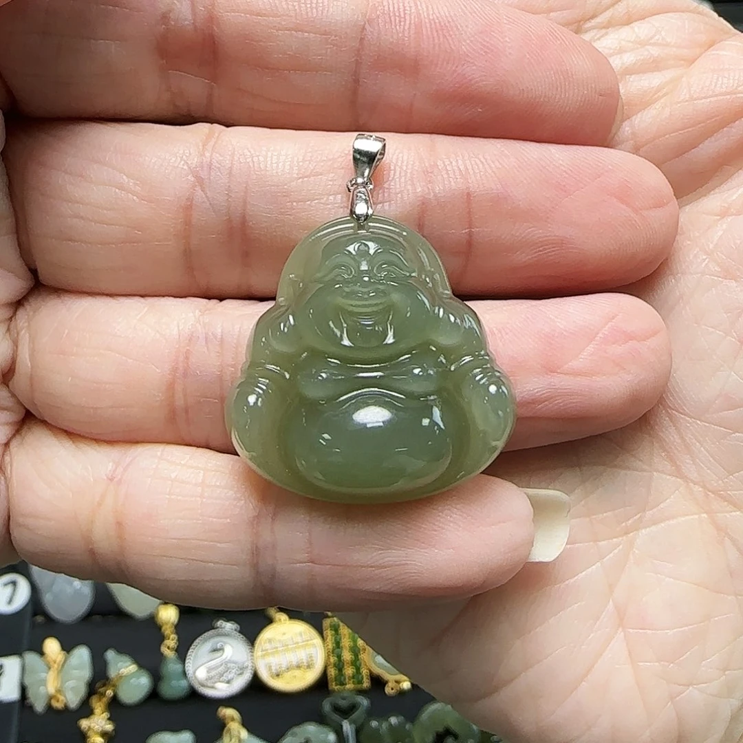 吊坠(不含链)银S925镶嵌和田玉8****6