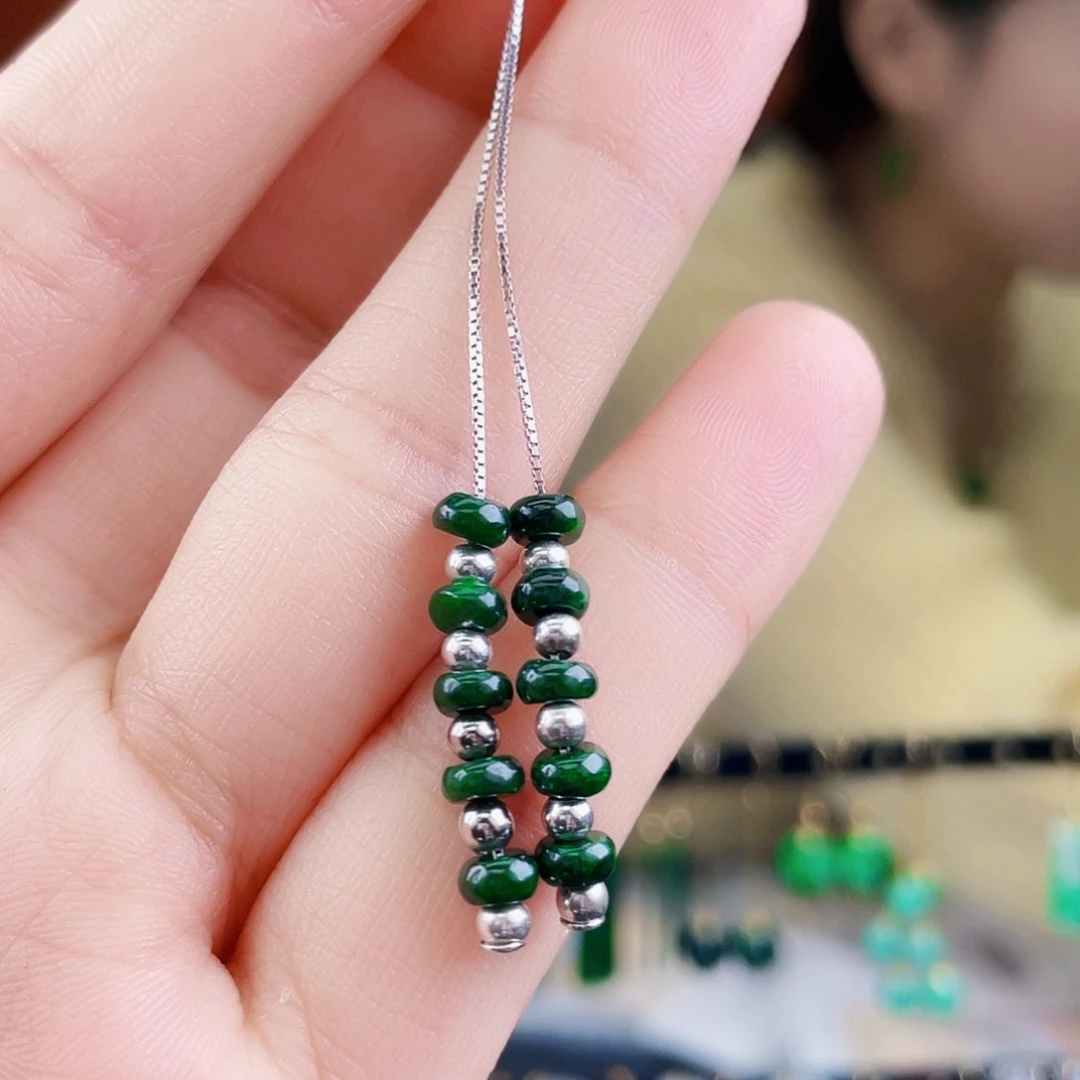 翡翠银S925镶嵌耳饰