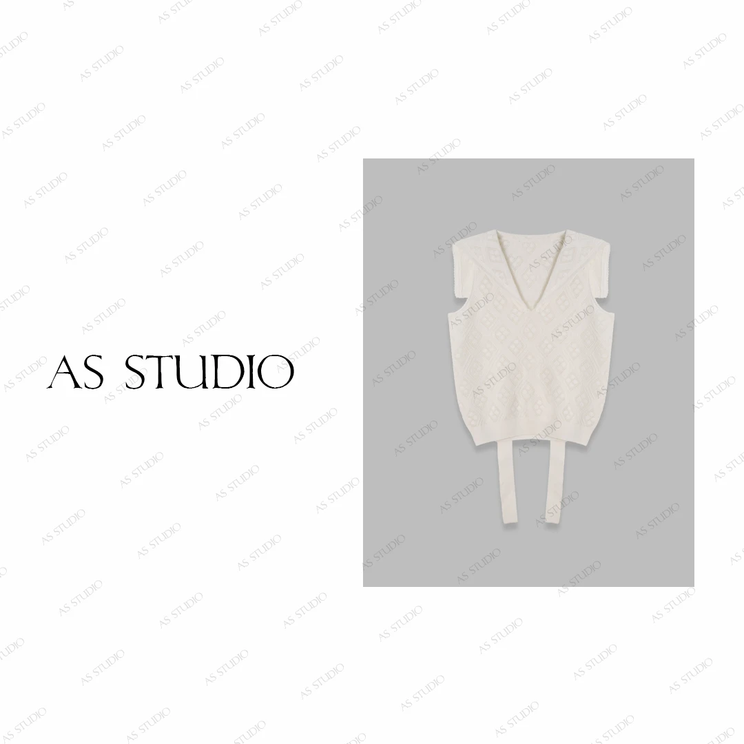 【AS四印花】25新菱形纹镂空气质水手领背心上衣AS25XTX00258