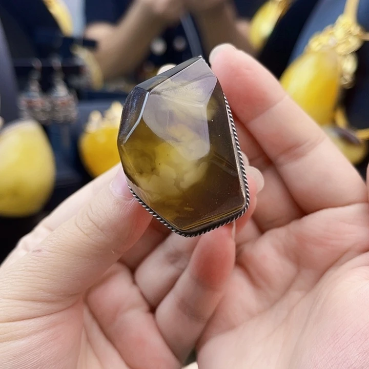 琥珀银S925镶嵌裸石