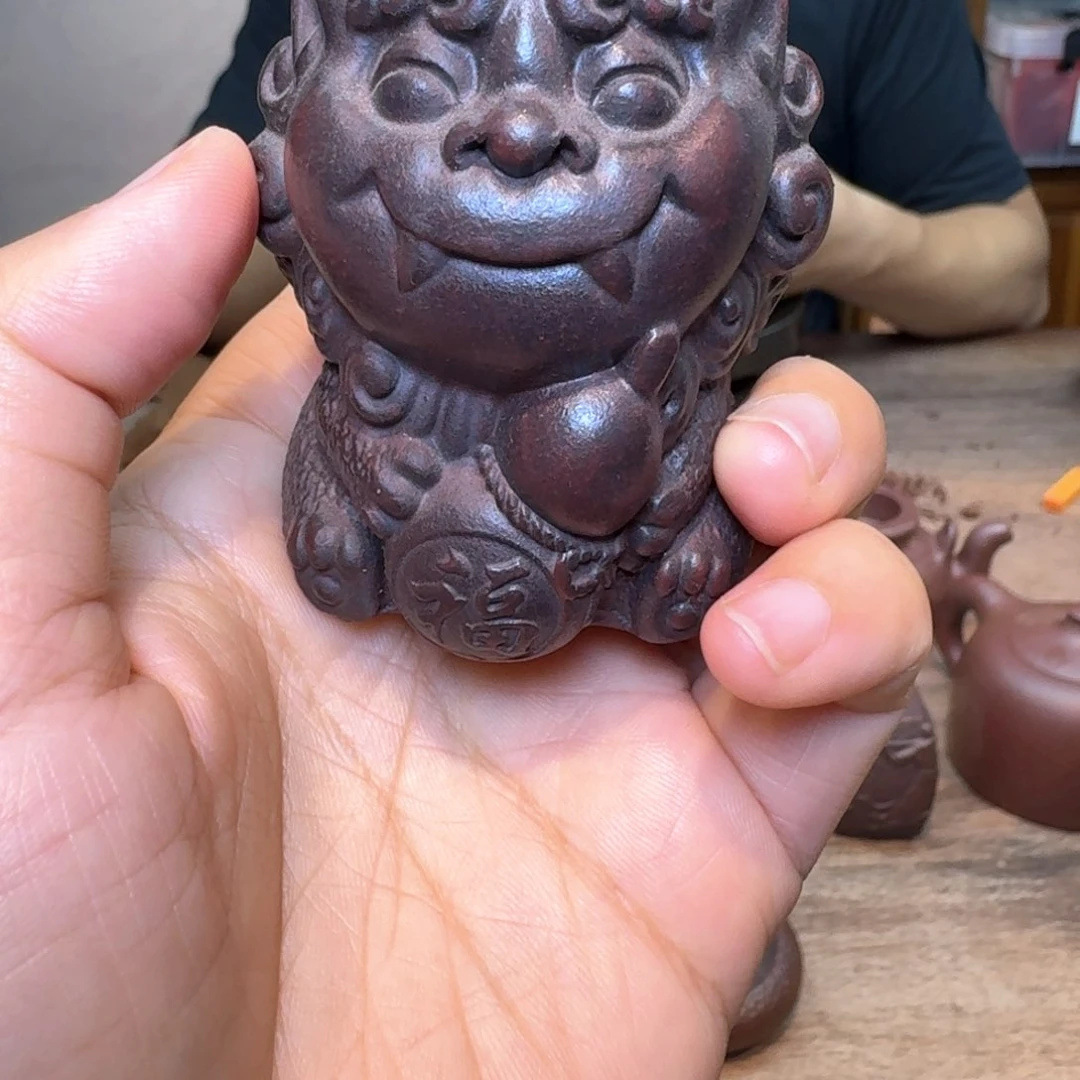 紫砂茶宠老***汤半手工紫砂茶宠