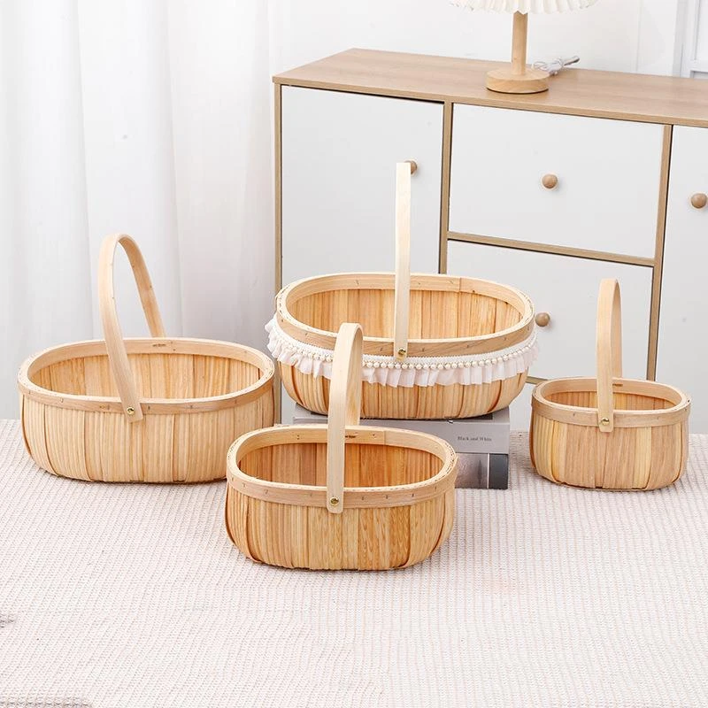 妇女节篮送篮花篮编织月花篮母亲节子野餐鲜花手工鸡蛋批发闺蜜