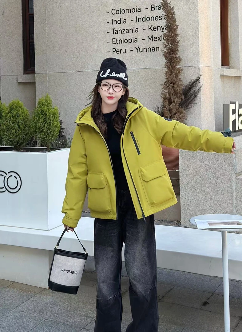 98058衣长58韩版短款加绒冬季外套保暖夹克穿搭上衣抽绳下摆