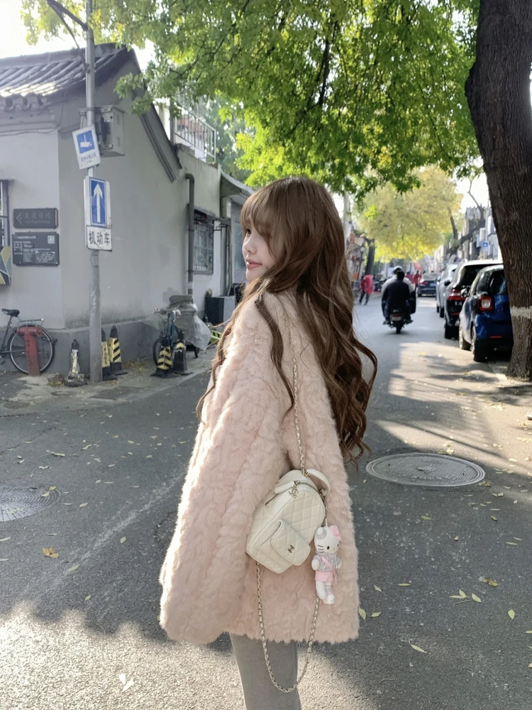 人造皮草 慵懒风糯叽叽环保羊羔毛皮草毛毛外套女冬