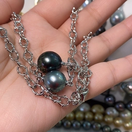 海水珍珠颈饰银S925镶嵌11-12、13-14