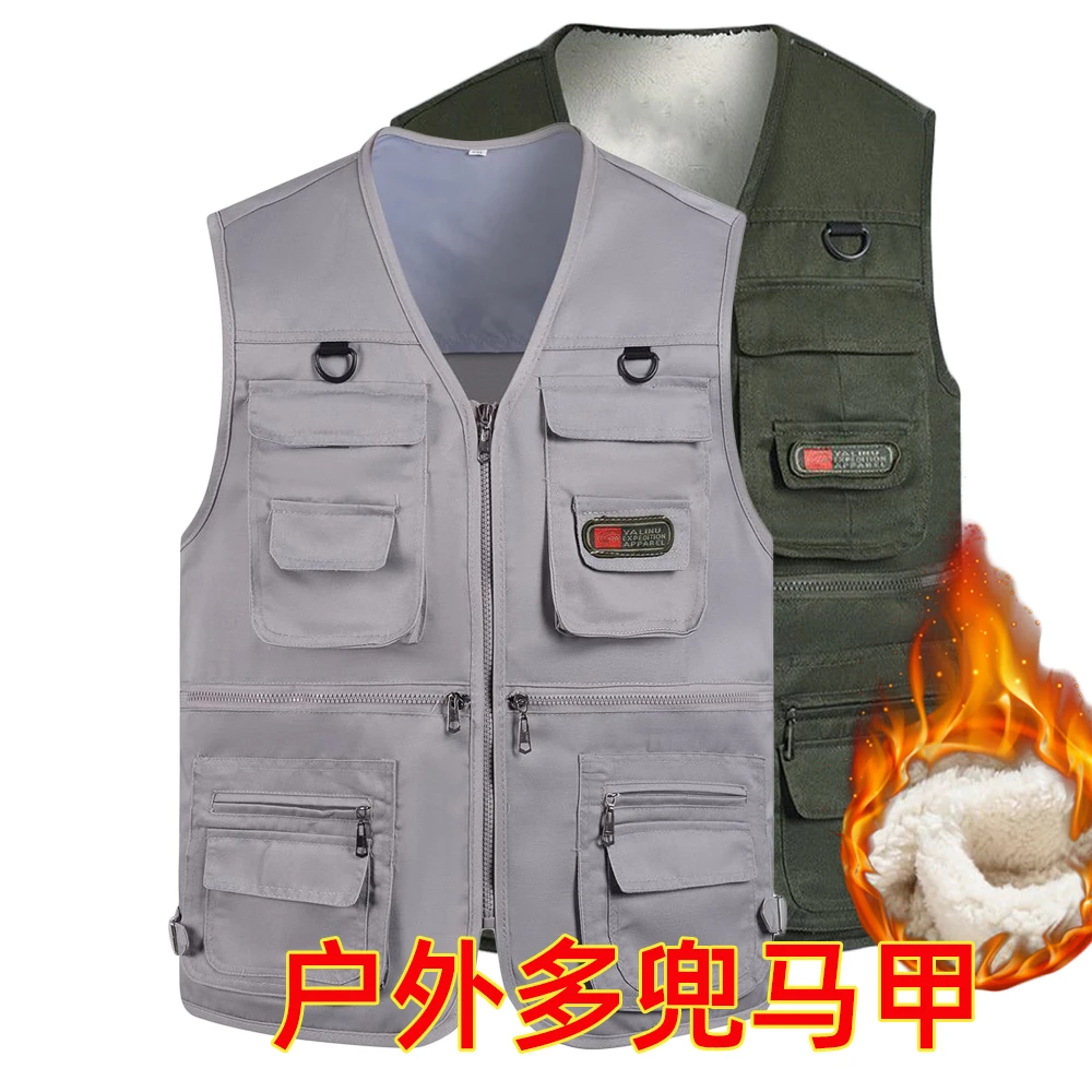 春秋中老年户外战术马甲男士多口袋爸爸钓鱼摄影坎肩马夹加绒加棉