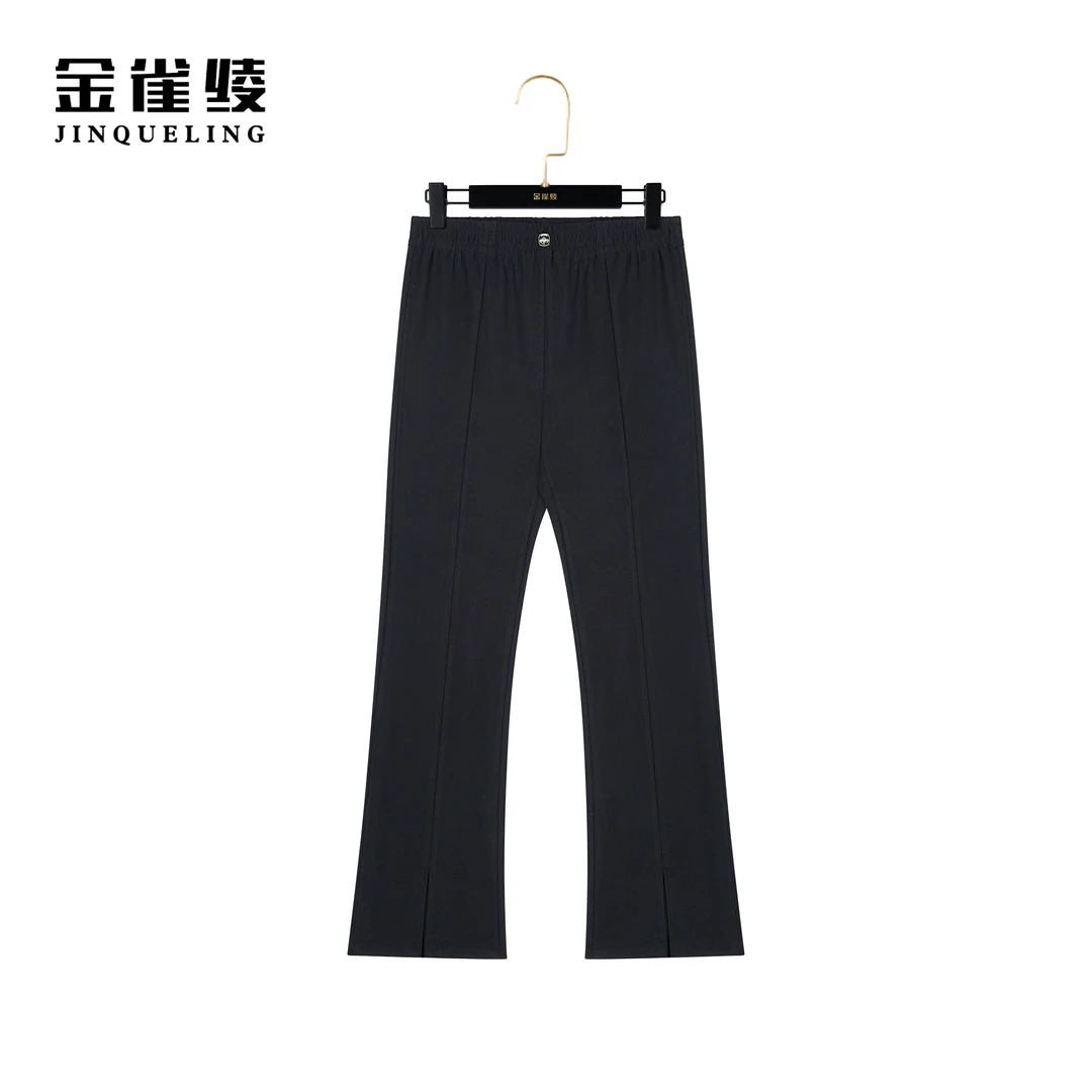 金雀绫【春秋蜜蜂裤】时尚百搭显瘦微喇开叉长裤BK7031
