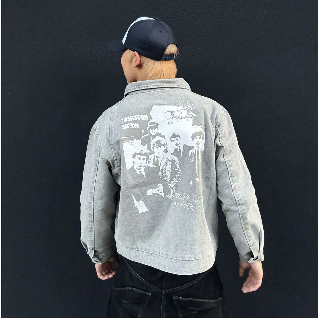 SKATEPARK "滚石乐队"底特律J97重工洗水450g珠帆短宽正肩夹克