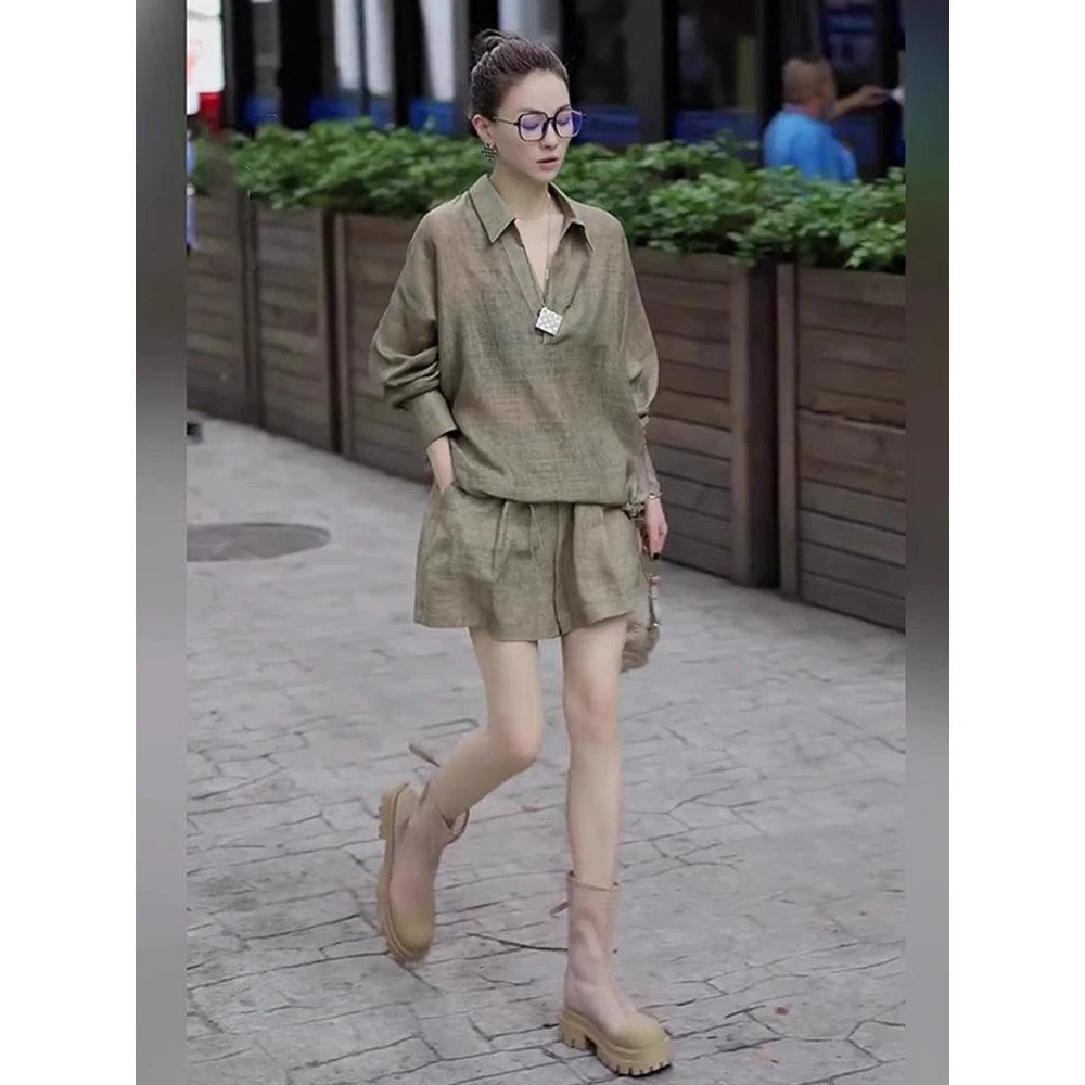 老钱风高端洋气衬衫女套装休闲运动夏季时尚气质洋气防晒衬衣穿搭