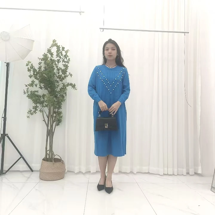 1016百搭中长裙针织休闲连衣裙套头秋季圆领常规吊带女士