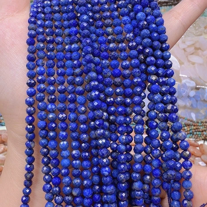 水晶珠宝半成品未镶嵌卡4青金切面一条