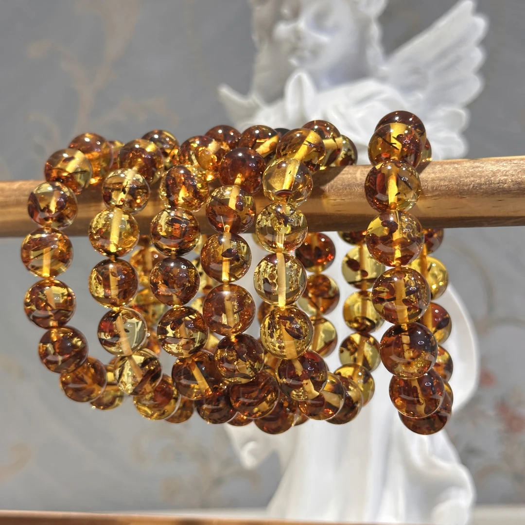 天然花珀手串 多样性发其一H159