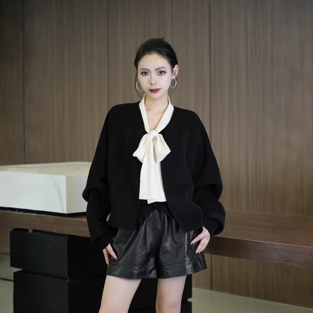 POPULARYW【暮色将至】Z·R上品屋 纯色极简风宽松蝙蝠袖毛呢短外套