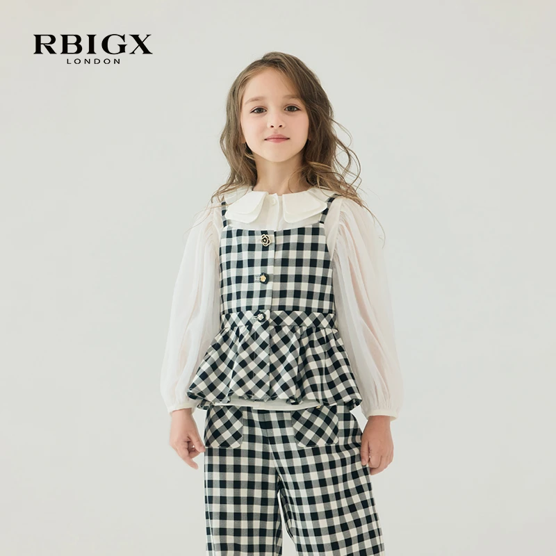 RBIGX瑞比克童装秋季新款装饰扣女童设计感吊带背心