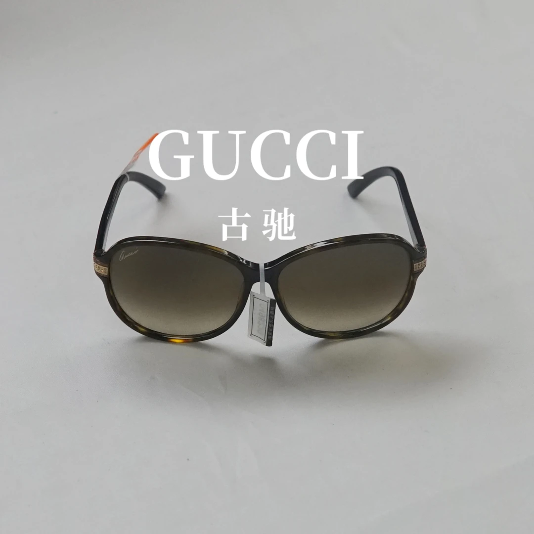95新 GUCCI/古驰 带钻黄色墨镜/AT11504001/4001