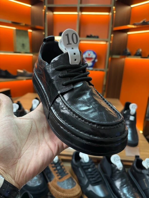 2025春季新款 单鞋 男士商务时尚百搭潮鞋真皮中帮潮流厚底
